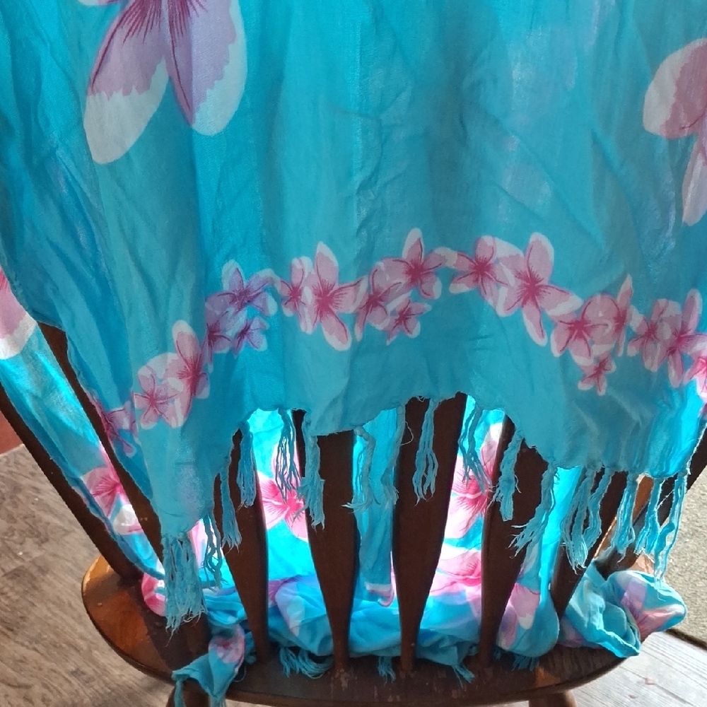 Floral Blue and Pink Scarf